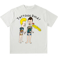 Cotton nguyên chất Punk Bốn Đầu Lớn Trứng Hoạt Hình Áo Thun Cặp Đôi Tay Ngắn Nam Nữ Hàng Có Sẵn