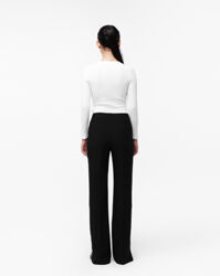 Cotton Side Slit Trousers - Black