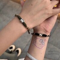 Cotton Vải Lanh Chất Liệu Mèo Mèo Dệt Tay Dây Trái Cây Bọt Retro KT Mèo Có Thể Điều Chỉnh Cặp Đôi Bạn Gái Vòng Tay