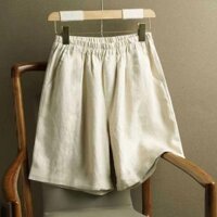 Cotton Vải Lanh Rộng Quần Nữ Mùa Hè Rời Mỏng Quần Short Nữ Cao Cấp Giảm Béo Retro Quần Mặc Ngoài