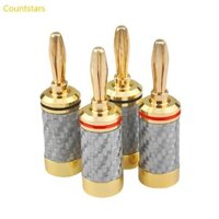 Cou 4 Phích cắm chuối bằng sợi Carbon Mạ vàng Đầu nối không hàn tăng cường kết nối âm thanh và an toàn