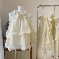 Counter Rút Nhãn Hiệu Lớn Áo Sơ Mi Voan Dây Buộc Dây Buộc Cổ Kiểu Pháp Thiết Kế Nữ Áo Đẹp Rộng Rãi Mùa Hè