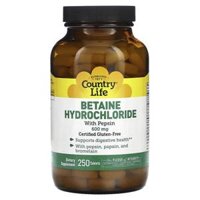 Country Life Betaine Hydrochloride with Pepsin 600 mg 250 Tablets