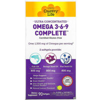 Country Life Ultra Concentrated Omega 3-6-9 Complete Natural Lemon 90 Softgels