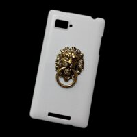 Cover for Lenovo K910 Bronze Lion Head Ring Stand Holder Back Hard Case