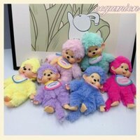 Coyamion Monchichi Idols Love Beans Búp bê sang trọng, Mặt dây chuyền túi đồ chơi nhồi bông 15cm trang trí, Quà tặng móc chìa khóa màu xanh hồng