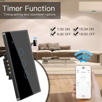 Coza Tuya Công Tắc Thông Minh Tiêu Chuẩn Wifi Bảng Điều Khiển Màn Hình Cảm Ứng Ac 110-220V 1/2/3/4 Tấm Hình Chữ Nhật Bằng Kính Trung Tính Không Dây Điều Khiển Ứng Dụng Chống Nước Hoạt Động Với Alexa Google Home