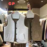 Cp 2024 Thu Đông Sản Phẩm Mới Áo Vest Ấm Áp Nữ Rời Thường Ngày Phù Hợp Với Mỏng Hơn Nhìn Tính Khí Phong Cách Ngắn Giả Cừu Len Retro Áo Vest Không Tay