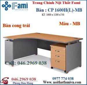 Bàn làm việc lượn nội thất Fami, CP1600HL-PO