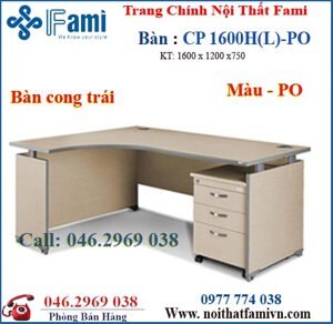 Bàn làm việc lượn nội thất Fami, CP1600HL-PO