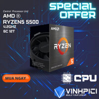 CPU AMD Ryzen 5 5500 ( 3.6GHz Boost 4.2GHz / 6 nhân 12 luồng / 16MB / AM4) [NEW]