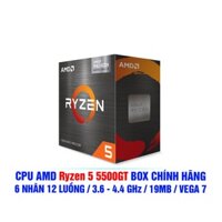 CPU AMD RYZEN 5 5500GT BOX CHÍNH HÃNG ( 6 NHÂN 12 LUỒNG / 3.6 – 4.4 GHZ / 19MB / VEGA 7 )