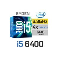 CPU core i5 6400 Socket 1151 Skylake (2.7GHz upto 3.3GHz)