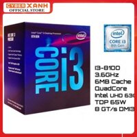 CPU Intel Core i3 8100 Cũ (3.60GHz, 6M, 4 Cores 4 Threads) chạy main H310, B360, B365, Z370