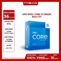 CPU Intel Core i5 13600K (3.5GHz turbo up to 5.1Ghz, 14 nhân 20 luồng, 20MB Cache, 125W) 13TH BOX CTY