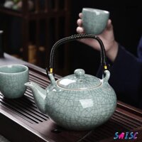 Crackle Glaze Brother Kil Ấm Trà Gốm Long Tuyền Celadon Ấm Trà Sứ Vintage Phong Cách Trung Hoa Gốm TeaPot Tím Cát Nồi