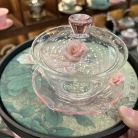 Craftsman Fuji Pink Pinch Hoa Bao Bát Pha Lê Cao Borosilicate Bộ Trà Bát Trà Thủy Tinh Trà 3.7 ~ 25 * @ @