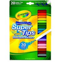 Crayola Supertips bộ 20 cây Bút lông Dễ tẩy rửa, Nét thanh nét đậm + tặng 1 hộp 12 màu sáp CRAYONS