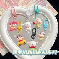 Crayon Shin-Chan Xiaobai Móc Khóa Hoạt Hình Dễ Thương Xiaokui Mềm Mại Cô Gái Dễ Thương Trái Tim Mặt Dây Chuyền Trang Sức Nhật Bản Cặp Đôi Bạn Gái Mặt Dây Chuyền
