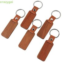 Crazygai Móc Khóa Gỗ, Gỗ Gỗ Chưa Hoàn Thành Gỗ, Móc Khóa Da Hình Chữ Nhật Móc Khóa Khoảng Trống DIY Khắc Quà Tặng