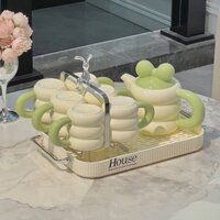 Cream Wind Phòng Cốc nước gốm cho khách hàng xa xỉ Gia đình ấm trà Bộ đồ uống nhà mới Quà tặng