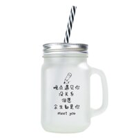 Creative couple cup straws mason with cover glass cup cup adult drink fruit juice cup firing a cup rooster cup
