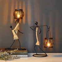 Creative iron wrought twine girl lantern candle holder Home Art Deco living room wrought iron crafts