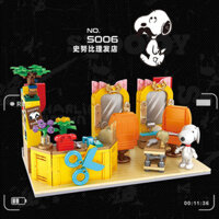 Creative True Snoopy  shion Scene Assembly Cửa Hàng Cà Phê Lắp Ráp Mô   Cartoon Dog Bloc