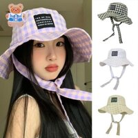 [Crk] Phong Cách Sọc Ren Người Cá Mũ Nữ Mùa Hè Nhật Bản Retro Vành Rộng Mũ Chống Nắng YK