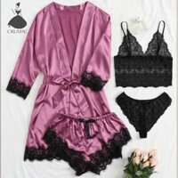 Crlnhc Châu Âu Và Mỹ Nữ Bộ Đồ Ngủ Gợi Cảm Đa Mảnh Phù Hợp Với Ren Sa Suspender Áo Vn