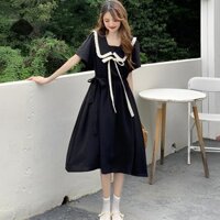 Crlnhc Đầm Nữ Mùa Hè Phong Cách Mới Đại Học Phong Cách Phối Ren Đen Dài Váy Vn