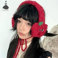 Crlnhc Thiết Kế Hình Dạng Dễ Thương Màu Đỏ Sang Trọng Bịt Tai Dành Cho Nữ Thu Đông Ấm Bảo Vệ Tai Thời Trang Đa Năng Dây Đeo Tóc Vn