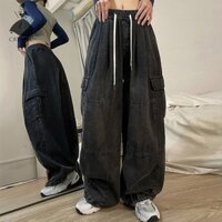 Crlnhc Y2k Quần Jean Baggy Cho Nữ & Nam Oversize Thùng Jeans Quần Denim Nữ Hip Hop Quần Có Túi Dạo Phố Quần Rộng Hàng Hóa Vn