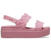 Crocs Brooklyn Woven Low Wedge – Sandal nữ đế xuồng êm ái - Hồng