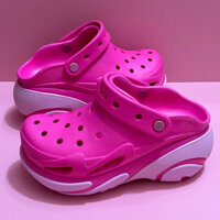 Crocs Giày Nữ Crocs Shell Puff Hole Shoes Dép Đi Biển Baotou Giày Nữ Đế Dày Dép210061