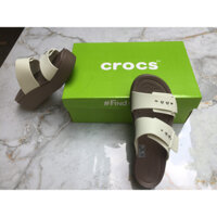 CrocsFanClub - Lê bánh mỳ brooklyn cài khuy, đế cao 5cm cho nữ - pb138