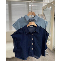 CROPTOP DENIM 0087 - Croptop denim tay hến