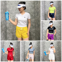 Croptop tập gym yoga aerobic, Cổ tim, phối lưới phía sau, Chất thun lạnh co dãn tốt-AC42224