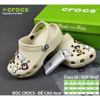 Cross nam nữ bít đầu, dép đúc nguyên khối, dép đi mưa chống trơn trượt, tặng kèm 10 charm