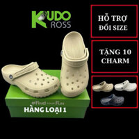 Cross nam nữ bít đầu, dép đúc nguyên khối, dép đi mưa chống trơn trượt, tặng kèm 10 charm - Hàng mới về