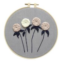 Cross Stitch Stamped Embroidery Kit with Embroidery Hoop - Flower - CD002