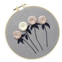 Cross Stitch Stamped Embroidery Kit with Embroidery Hoop - Flower - CD002