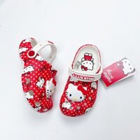 Cross trẻ em , Dép sục cross Hello Kitty màu đỏ chấm bi cho bé gái charm mèo 3D xinh yêu [ WINDY BABY ]