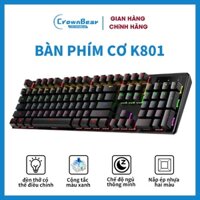 CrownBear Bàn phím cơ gaming RGB K801 104 Phím Blue Switch Bàn phím có dây Đèn nền LED cho PC laptop