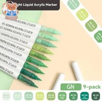 [Crs] Bút đánh dấu acrylic vẽ đầu mềm có thể xếp chồng màu mực điều khiển thông minh bút màu 9 màu Bộ cọ học sinh