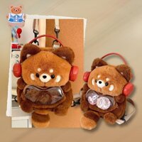 [Crs] Tai nghe hoạt hình dễ thương, Ba lô sang trọng gấu trúc, Ba lô đi lại