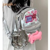 [Crush] Ba lô nhỏ, Túi học sinh trang trí sang trọng bằng da PU, Túi đi học Y2k Hello Kitty
