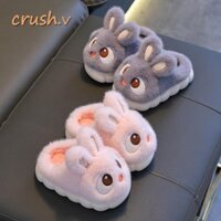 [Crush] Dép Cotton, Dép thỏ mắt to chống trượt mùa đông, Dép đi trong nhà mềm mại dễ thương Giày ấm áp chống trượt cho bé trai