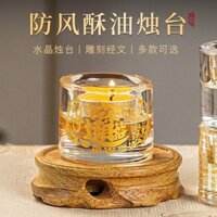 Crystal Candle Holder Đồ trang trí Phật Tribute Lamp Changming Đèn cho Phật Trái Tim Kinh Kinh Great Compassion Mantra Lotus Candle Holder Glass Butter Lamp Holder