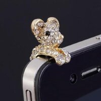 Crystal Dog Puppy Bear 3.5mm Antidust Anti Dust ear cap for iphone 5 HTC Samsung